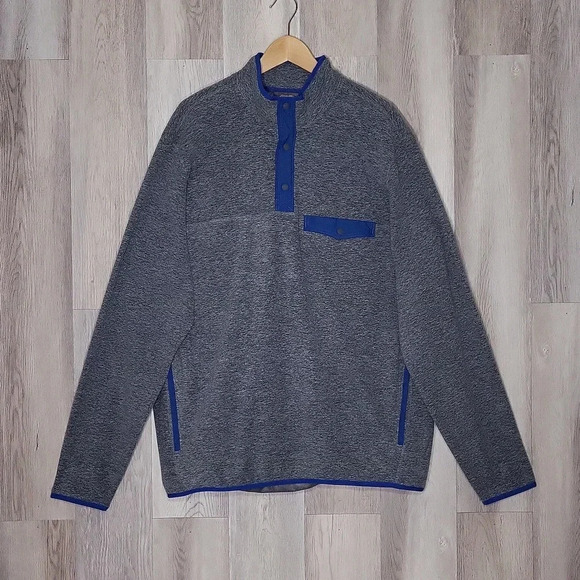 🛍Eddie Bauer Chutes Mens TXL Grey Mock Neck Quarter Snap Fleece‎ Outdoor Warm - Picture 1 of 8